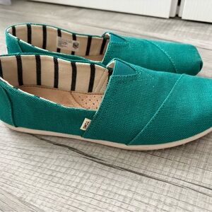 Toms Teal Canvas Slip-Ons